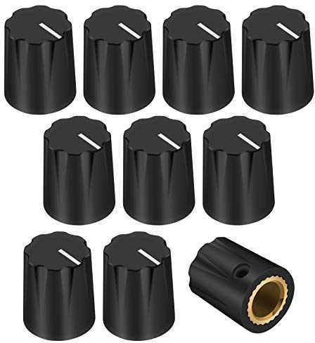 DaierTek Davies 1900h Klon-Gitarren-Effektpedalknopf, 1/4-Zoll-Schaft, Stellschraube für Verstärker, Boss, Lautstärkeregler, Schwarz, 10 Stück