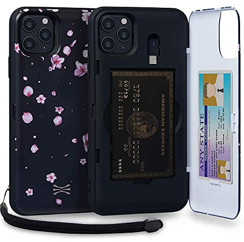 TORU CX PRO for iPhone 11 Pro Max Case Wallet | Protective Shockproof Heavy Duty Cover with Hidden Card Holder & Card Slot |Wrist Strap, Lightning Adapter Mirror Included - Flowers