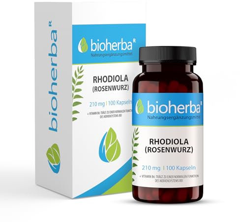 Rhodiola Rosea Kapseln – 100 Stück hochdosiert mit 210 mg Rosenwurz-Extrakt und Vitamin B6 – Für eine ausgewogene Nährstoffversorgung von BIOHERBA PZN 19642681