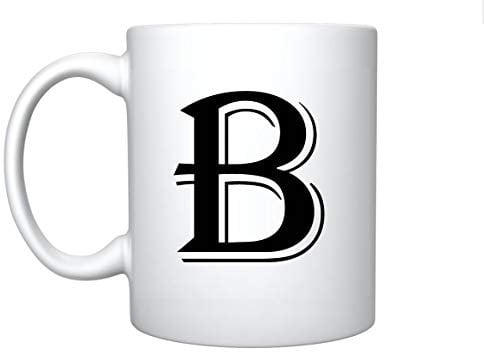 iTRONiK Alphabet Mug Letter Mugs Initial Coffee Cup Birthday Fathers Day Mothers Day Gift (B)
