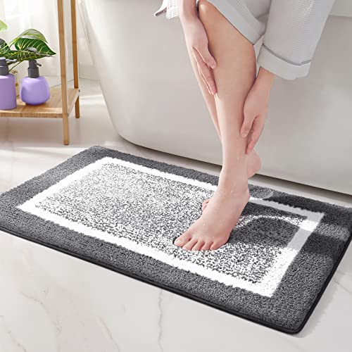 COLOR&GEOMETRY Große Badteppiche rutschfest Waschbar- 60 x 90 cm Absorbierende Badvorleger Weiche Badezimmerteppich Badematte für Badezimmer, Dusche, Badewanne, Waschküche (Dunkelgrau)