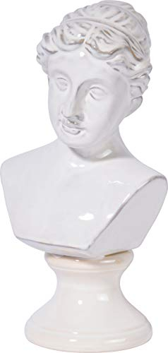 dobar 10430e Gartenfigur Helena Gr. M - Skulptur für draußen - Keramik Büste Frau für Garten - Statue Outdoor - Deko-Körpervase für Haus/Garten/Terrasse - 17 x 14 x 32,5 cm - Weiß