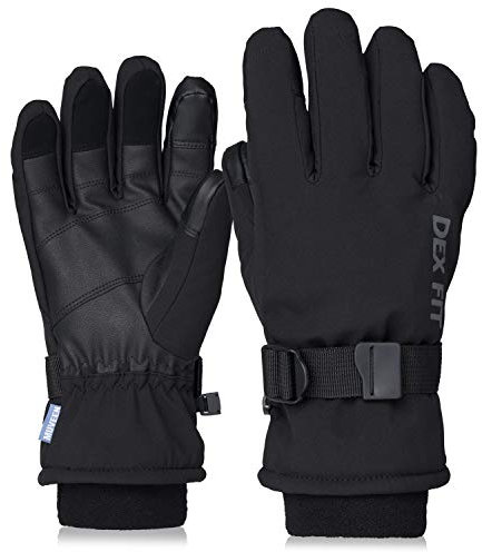 DEX FIT warme Winter-Outdoor-Handschuhe, doppelt isoliert, winddicht, bequeme Passform an den Fingern, Grip, Touchscreen, strapazierfähig, wasserdicht, waschbar, schwarz 10 (XL) 1 Paar