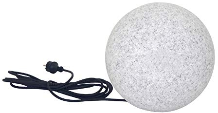 Trango 1er Set 250G IP65 Gartenkugel 25cm ? in Granitstein-Optik *NATURE* inkl. ca. 5 Meter IP44 Kabel mit 1x E27 Fassung, Kugelleuchte, Gartenleuchte, Leuchtkugel, Außenleuchte ohne Leuchtmittel