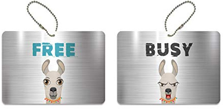 KaiserstuhlCard Magnete Türschild Free Busy Schild WC Kinderzimmer Deko Anhänger BESETZT FREI Wendeschild Verschiedene Symbole (Busy Free Lama)
