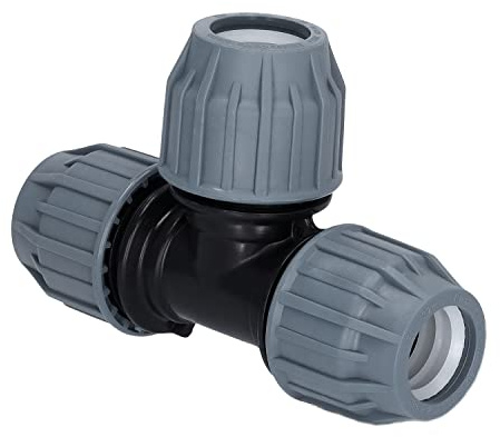 STEMAX-Wassertechnik: PP-Klemmverbinder, T-Stück 90° klemm x klemm x klemm, PN16, Trinkwasserzertifiziert, DVGW (40mm x 40mm x 40mm)
