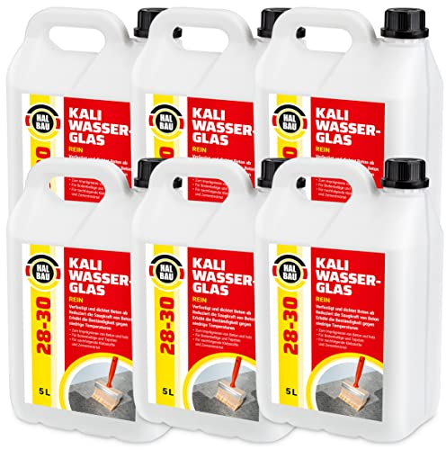 HALBAU Kaliwasserglas 28-30 Rein 30 Liter Kali Wasserglas, Haftgrund, Beton Versiegelung, Holz Imprägnierung, Verkieselung, Mauerabdichtung, Betonschutz, Holzschutz