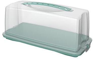 Rotho Fresh Kuchenbehälter mit Haube und Tragegriff, lebensmittelechter Kunststoff (PP) BPA-frei, türkis/transparent, (36.0 x 16.5 x 16.5 cm)