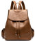 Damen Rucksack aus PU Leder, Lässig Tasche mit Kordelzug Diebstahlschutz Lederrucksack Klassisch, Elegant Backpack Leichte Wasserdicht Große Multipockets Mode Bag für Arbeit Schule Reise