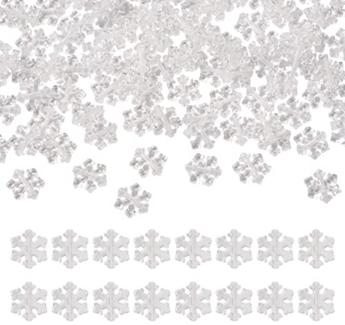 Beadthoven 200 Stück transparente Schneeflocken-Perlen aus klarem Acryl für Weihnachten, Ohrringe, Armbänder, Schmuckherstellung, Loch: 1,2 mm