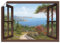 ARTLAND Wanddeko Poster & Kunstdrucke Wandposter 130x90 cm Landschaften Fensterblick Haus am Meer I T4EE