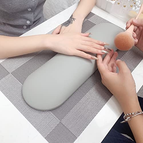 Nail Arm Rest with Mat, Nail Cushion Hand Rest Professional Nail Tech Arm Rest Stand Manicure Hand Pillow for Nail Techs (Gray)