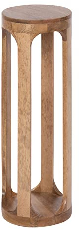Kate and Laurel Dahl Wooden Round Drink Table, 8 x 23, Natural Brown, Transitional Boho Circle Wood Accent Pedestal Table for Living Room Plant Stand or Small Bedroom Nightstand