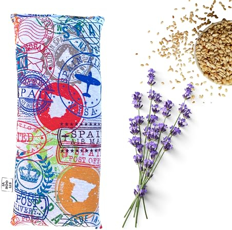 STIGORVI Saco térmico de semillas para microondas - Bolsa de calor y frío con lavanda - Cojín terapéutico hecho a mano en España (13 cm x 31 cm