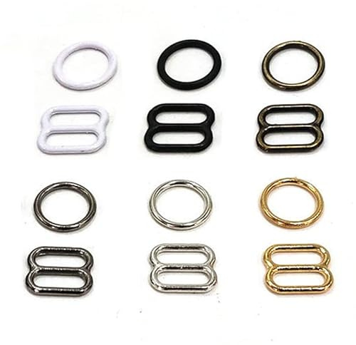 JIANNA 10 Sets (20 Stück) 6 mm-25 mm Metall-BH-Träger-Verstellschnallen, Unterwäsche-Schieber, Ringe, Clips für die Dessous-Verstellung, DIY-Zubehör