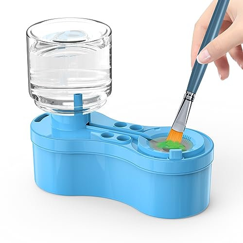 Goard Paint Brush Cleaner Watercolor Brush Rinser with Drain Cleaner Rinse Cup Paint Water Dispenser Oil Paint Brush Cleaner for Acrylic and Water Based Painting Craft Supplies Tools (Blue)