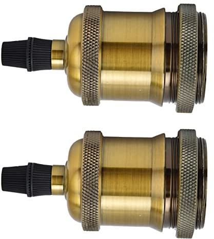 jerss Vintage-Lampenfassung, Schraub-Lampenfassung, E26, Beleuchtungszubehör mit E27-Aluminium, Antik, 2 Stück, Retro für Lampenfassung, Montageschraube, Halterung, Poster-Lampen-Sets
