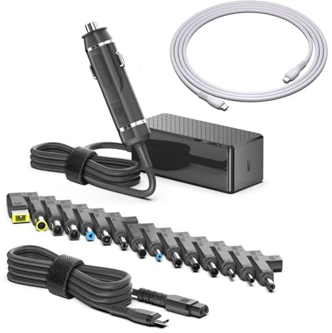HKY 100W 140W USB C DC Adapter Car Charger for Dell XPS 15 17 9575 9500/LG gram/ASUS/MacBook Pro Air/HP/MSI Laptops, Jackery Explorer 100 300 Plus 240 v2 Portable Power Staion Generator