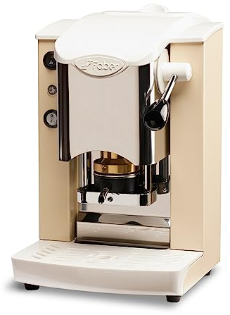 FABER COFFEE MACHINES | Modèle de fente en acier inoxydable | Machine à café à dosettes ese 44mm | Pressacialda en laiton réglable (IVOIRE | BLANC)
