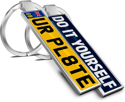 Personalised UK Registration Number Plate Keyring – Custom Car Number Plate with Name Image or Photo – Double-Sided Metal License Plate Keychain Mini Number Plate Creative DIY Gift for Him or Her
