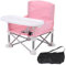 Colcolo Baby Seat Booster Toddlers Dining Seat Removable Tray with Travel Bag, Aluminum Alloy Baby Camping Chair with Tray Portable Folding Booster Feeding Chair for Children Toddlers Infants, Pink