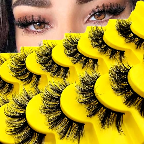 7 paires de Faux Cils 3D Oeil de Chat, Volume moelleux D Curl Cat-Eye Cils Artificiels Look Naturel, Réutilisables Faux Cils de Maquillage Faits Main(YH02)