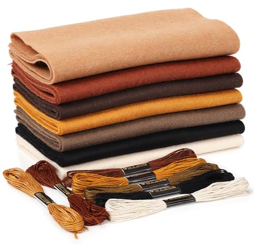 ZAIONE - Hojas de tela de fieltro suave marrón: 7 rollos de 21 x 90 cm, rollo de tela de fieltro para manualidades