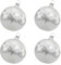 Thüringer Glasdesign Weihnachtskugeln Silber mit silbernem Sternendekor, 4 Stück/Set, ca. 6 cm, Weihnachtsdeko