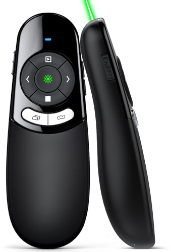 USB C Presenter, Kabellose 2.4 GHz Powerpoint Fernbedienung, Grün Licht Pointer für Präsentationen via Typ C und USB Empfänger, Präsentationsfernbedienung für Windows 7/8/10/Mac/Linux/Android