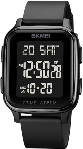 findtime Armbanduhr Herren Digital Uhr Multifunktions 5ATM Wasserdicht Silikonband Herrenuhren LED Groß Männer Sportuhr mit Wecker Datum Stoppuhr 12/24H