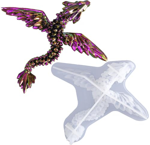 LET'S RESIN Edelsteinharz-Formen – Kristallgeflügelter Drache, Silikonformen für 3D-fliegende Drachen, Spielzeug, Heimdekoration und Geschenke