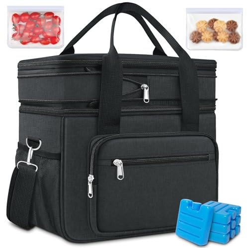 Coobiiya Isolierte Lunchbox für Damen und Herren, auslaufsichere Lunchtasche, Kühltasche mit 4 Taschen, robuste Lunchtasche, Kühltasche für Herren, für Camping, Reisen, Arbeit, Kajak und Strand