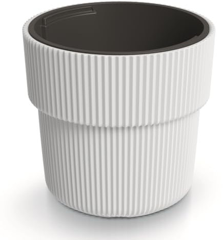 Blumentopf Blumenkübel Pflanzentopf Pflanzkübel DBMIR mit Einsatz Höhe 37 cm Gerillt Rippen-Design Übertopf Rillen Weiß ⌀ 39 cm
