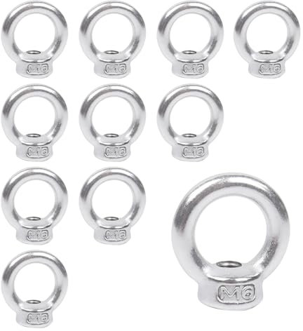 Ringmutter M6,12 Stück 304 Edelstahl Ringmuttern Gewinde Ösenmutter Ringschraube M6 Hardware Ringösen für Hebezubehör Ringmutter