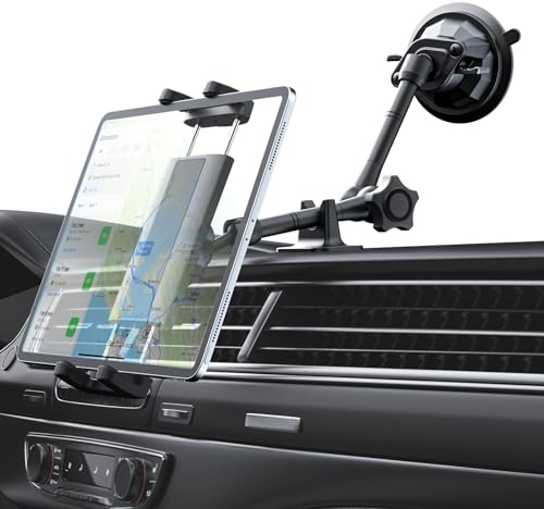 LYFPOOM Saugnapf Tablet Windschutzscheibe Halter 17mm Kugelkopf, iPad Halter saugnapf Auto, Tablet Halterung Auto Vorne für 4-12,9 Handy & Tablet, iPad Pro/Air/Mini, Galaxy, Lenovo, iPhone usw