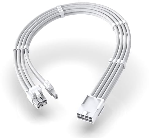 EZDIY-FAB PCIe 8-Pin Female auf PCIe 8-Pin (6+2) Male Stromversorgungsadapter Verlängerungskabel für Grafikkarten oder PCIe Geräte-11.8 inch (30 cm)-Alle Weiß