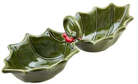 Mud Pie Doppelter Stechpalmen-Aufsatz, 10,2 x 27,9 cm, Grün