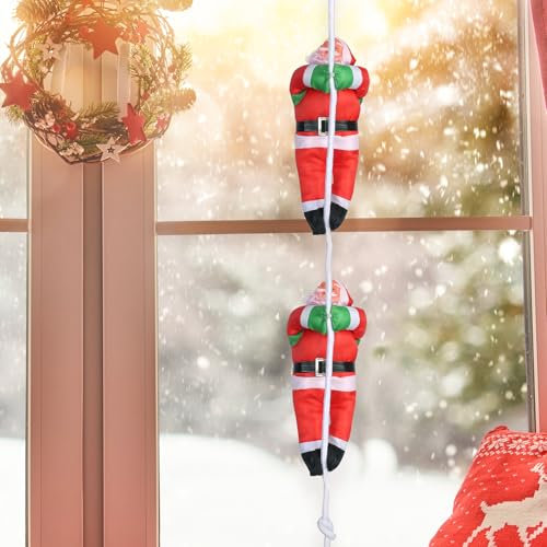 rge Arrampicata su corda Babbo Natale, decorazioni per albero di Natale per interni ed esterni, decorazione da parete (verde)