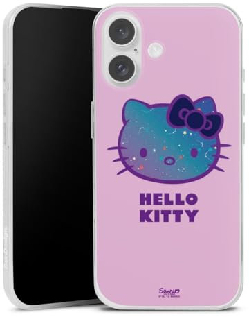 Slim Case extra dünn kompatibel mit Apple iPhone 16 Silikon Handyhülle transparent Hülle Kawaii Universum Hello Kitty