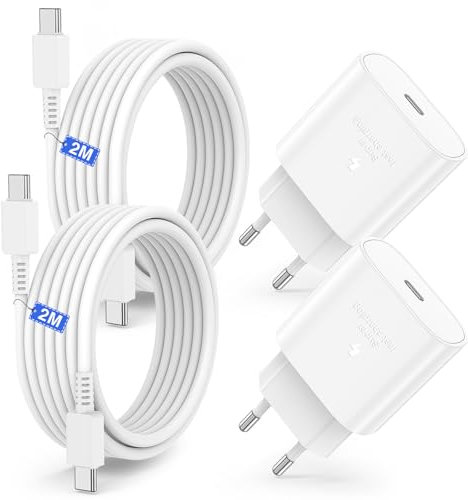 Caricatore rapido USB C da 25 W, con cavo di ricarica per Samsung, caricatore USBC originale con cavo di ricarica rapida C a C, adattatore di alimentazione per Galaxy S25+/S24/S23/S22/Ultra/S21+/S20