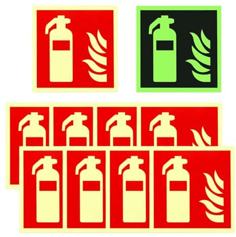 8 Piezas,Señal Extintor,15 * 15cm,Letreros Extintor Incendios,Señal De Extintor De Incendios,Señal Luminiscente Extintor,Adecuado para Obras De Construcción, Oficinas, Centros Comerciales, Escuelas