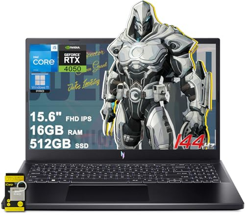 acer Nitro V 15 Gaming Laptop 15.6 FHD IPS 144Hz Intel Octa core i5-13420H 16GB RAM 512GB SSD GeForce RTX 4050 Backlit Type-C Win11Pro ICP Accessory
