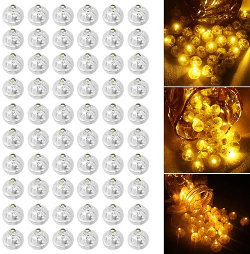 Kimuwote Mini LED Lichter, 60 Stück LED Ballons Lichter Warmweiß,Ballonlichter für Papier Laterne, Hochzeit, Weihnachten, Party, Geburtstag Dekorationen