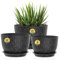 3 Pack Plastic Plant Pots,30/25/23CM,Large Plant Pots Indoor Flower Pots with Drainage Holes Saucer and Reservoir for All House Plants(Black with White Speckles)