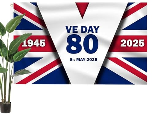 Victory Day Flag - Gedenkbanner VE Day Memorial 80. Flagge - Exquisites Europa -Sieg -Banner, Helle Dekoration Für, Rasen, Garten