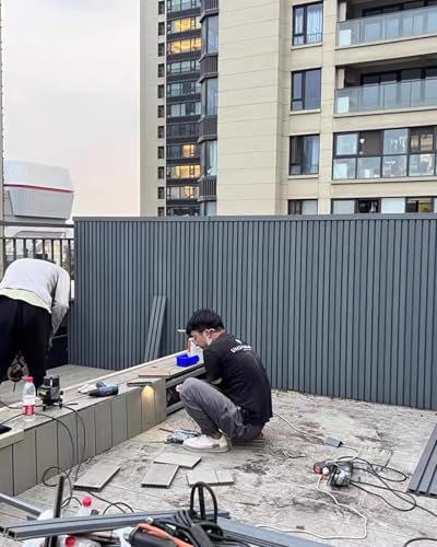 Sichtschutz Zaun Sichtschutz Aus Metall für Den Außenbereich, Freistehende Terrassendekoration, 1 2 3 4 5 6 7 8 Fuß Hoher Lattenzaun für Tor, Tür/ Balkon, Säule Aus Holz-Kunststoff-Verbundwerkstoff(21