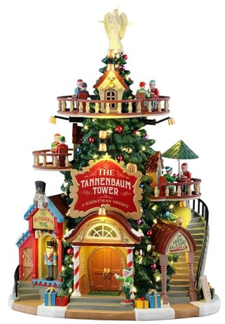 LEMAX Edificio Torre Tannenbaum con luci led The Tannenbaum Tower Christmas Shops H30,5x22x20 cm