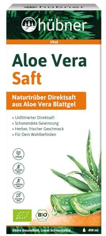 hübner Aloe Vera, Bio-Pflanzensaft naturtrüb, 490ml (6)