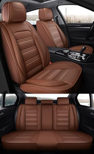 nenyan Autositzbezüge Komplett Set Universal in Premium Design | Schonbezüge für Mercedes-Benz A-Class C-Class E-Class | Auto Sitzbezüge Airbag Geeignet | Wasserdicht Sitzbezug Braun