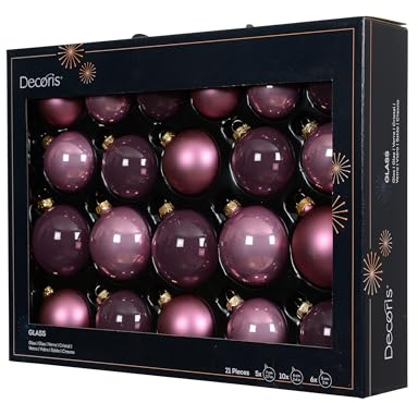 Rosa Glaskugeln Set 21-TLG. 5/6/7 cm glänzend & matt Weihnachtsschmuck Deko Eleganz